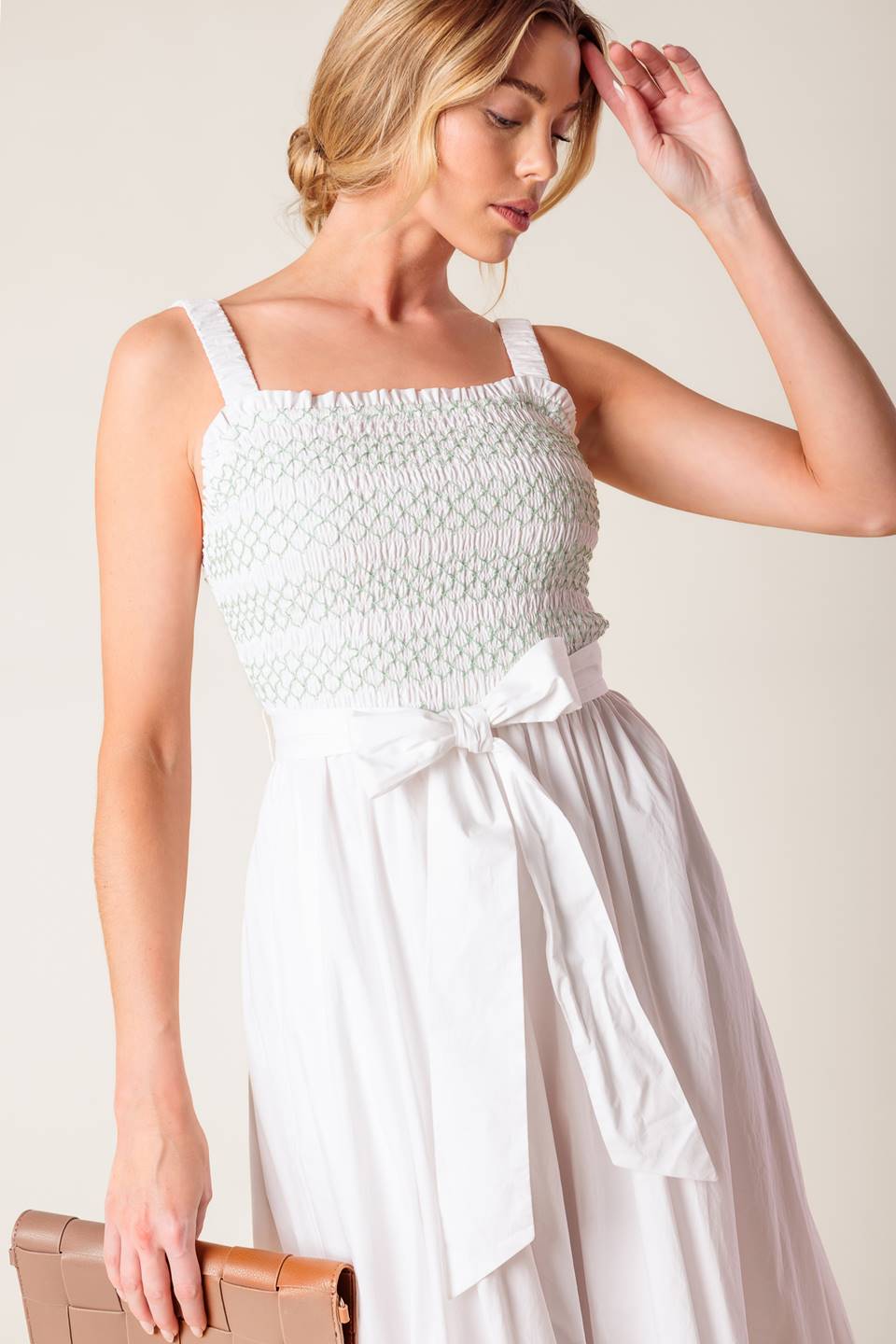 ROMINA BRODERIE WOVEN MIDI DRESS Flying Tomato